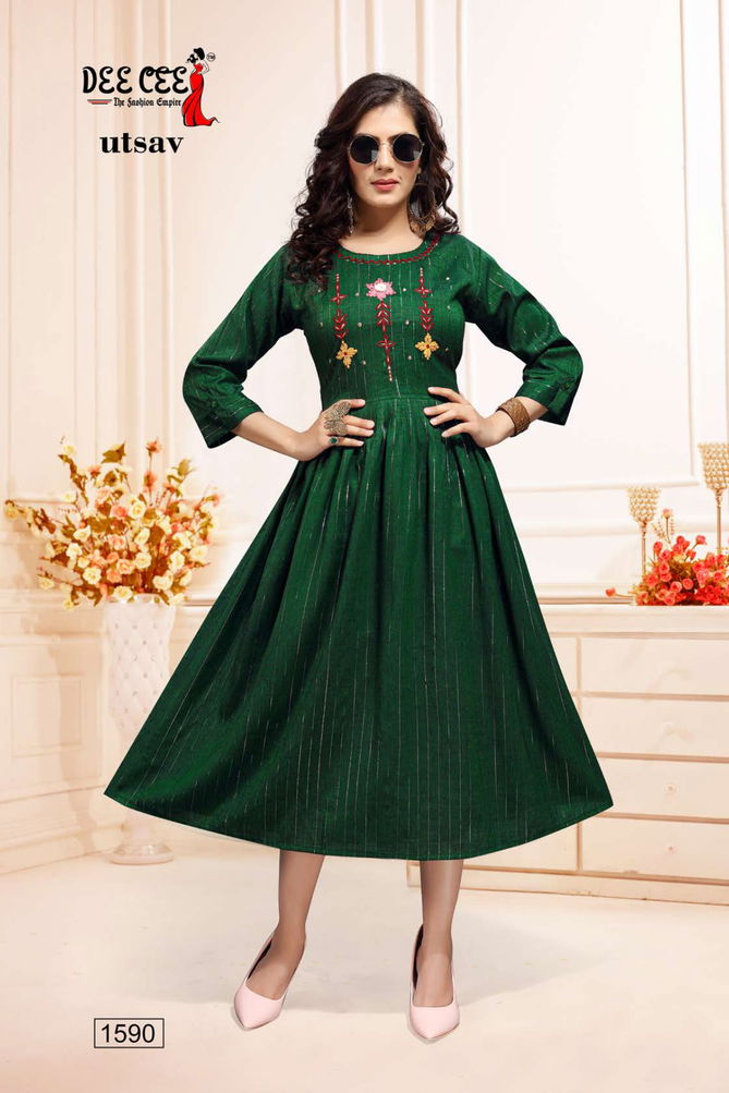 Utsav Dee Cee New Ethnic Wear Designer Rayon Anarkali Kurti Collection 